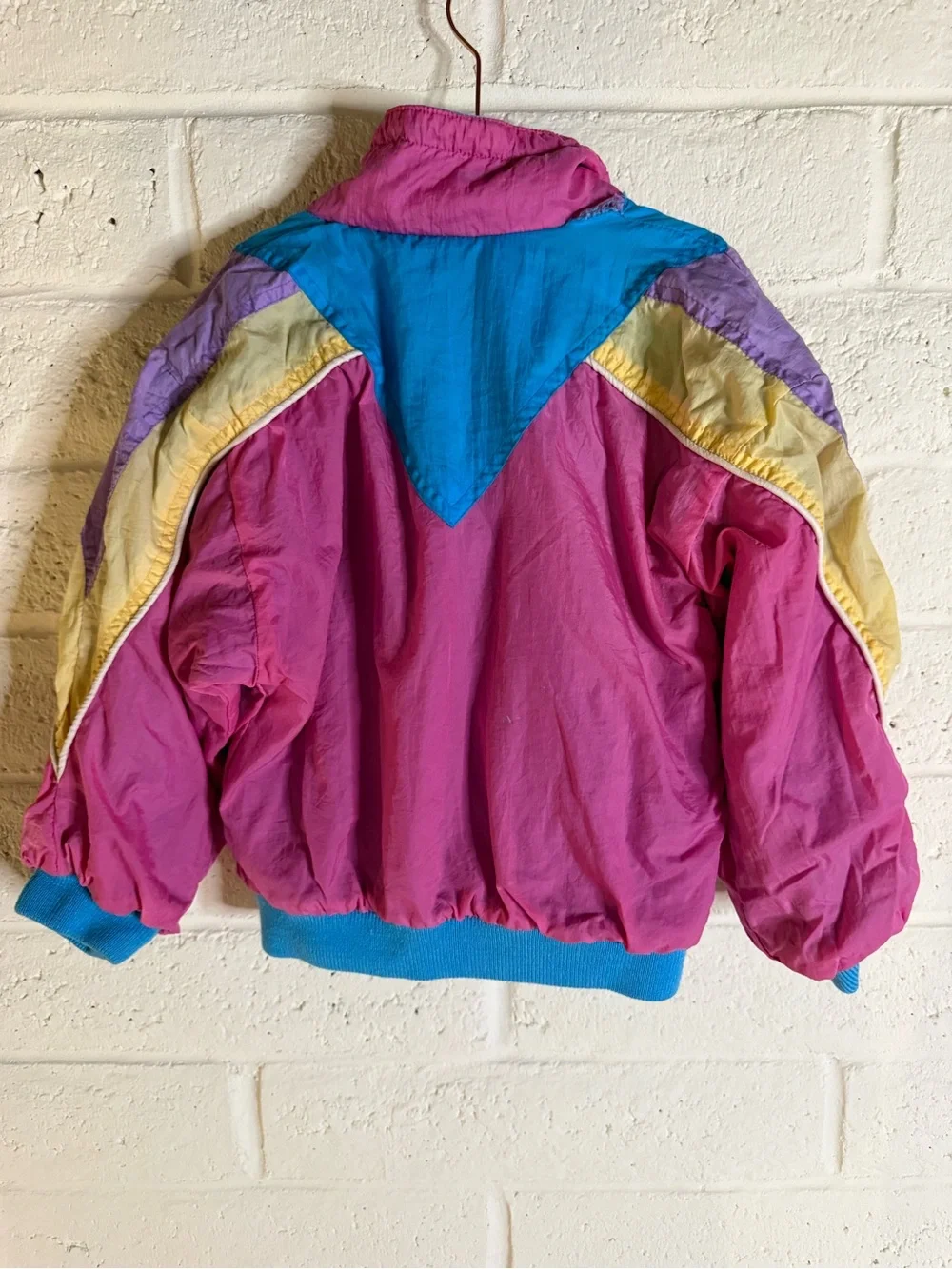80s/90s Vintage Colorblock Windbreaker Jacket Pink & Blue Reversible Size 4/5